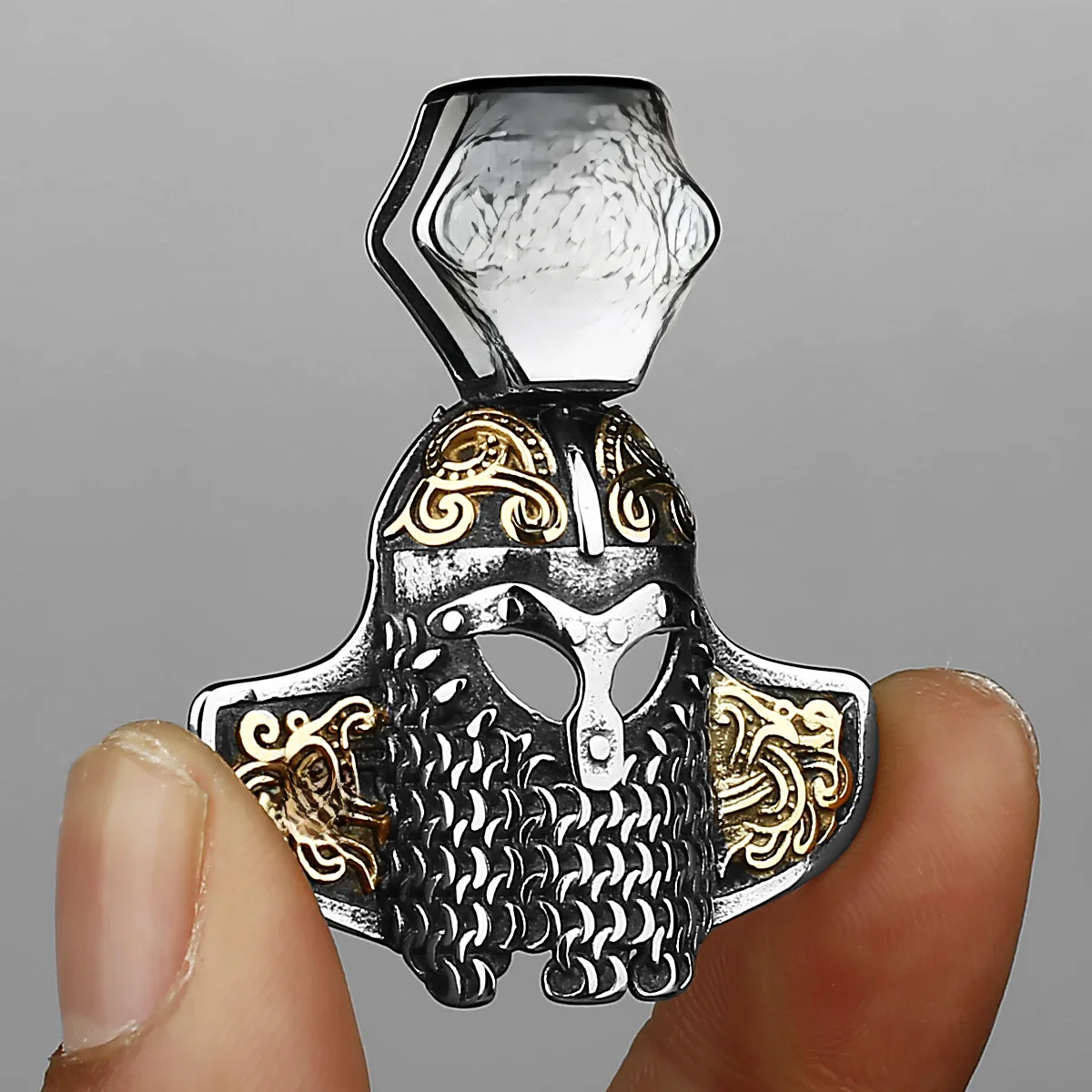 Viking Klassische Edelstahl Krieger Helm Anhänger Halskette Männer Dominierenden Mixed Gold Farbe Schmuck Nordic Rune Amulett Geschenk