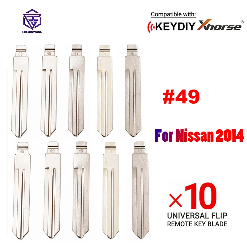 

10pcs/lot NO.49 Metal Blank Uncut Flip KD VVDI Remote Car Key Blade for Nissan New 2014 Models NSN14 Right Blade