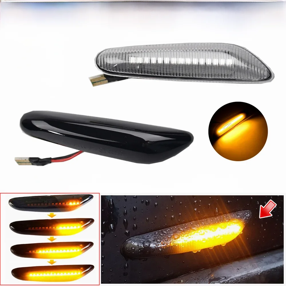 2x dinâmico led fender luz marcador lateral para bmw 1 3 5 série e46 e60 e61 e81 e82 e87 e88 e90 e91