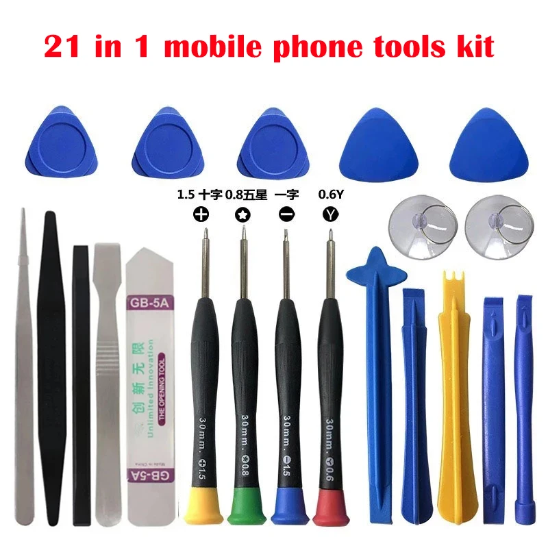 Kit de herramientas de reparación de teléfonos móviles 21 en 1, palanca, destornillador para iPhone X XR XS 8 7 6S 11 12 13