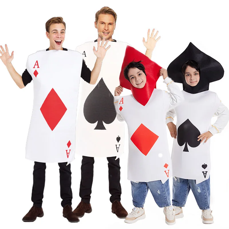 

Забавная покерная карта, косплей для взрослых и детей, Ace of Diamonds Spades, нарядное платье на Хэллоуин, костюм для мальчиков и мужчин, костюм для игральных карт
