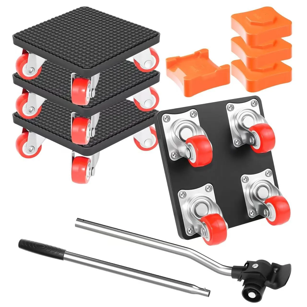 Kit de manutention de meubles - composé de 4 roulettes pour meubles et 1 élévateur de meubles, aides à la manutention - roulettes de manutention avec surfaces antidérapantes, équipées de roulettes rotatives à 360 degrés, pour le déplacement de meubles lourds