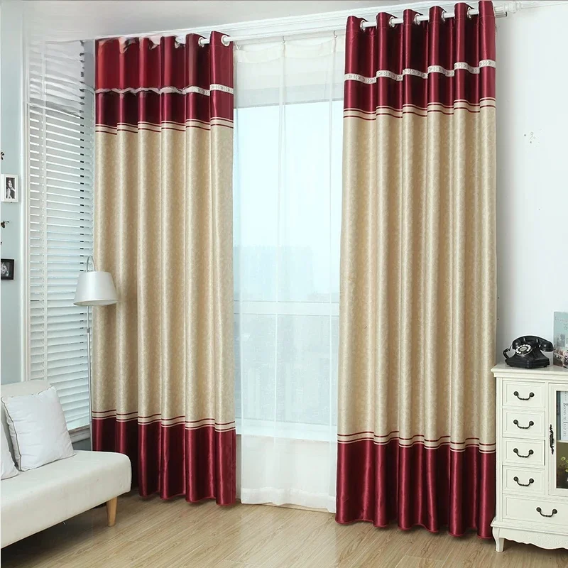 Modern gordijn klaar gemaakt bordeaux keukenraam verduisteringsgordijnen voor deuren voor slaapkamer woonkamer Cortinas op maat gemaakt - afbeelding 2