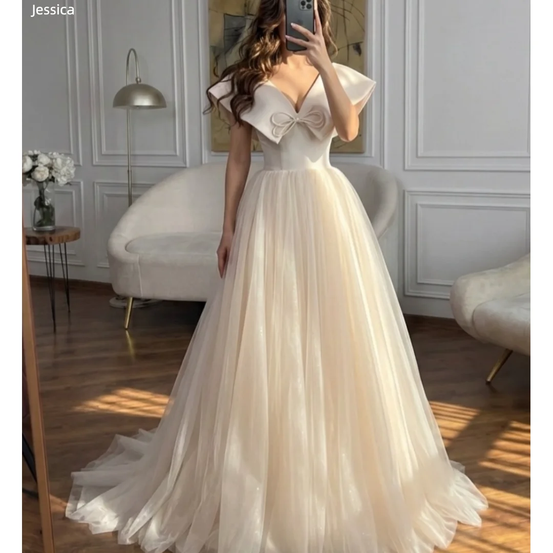 

Вечерние платья Jessica Off White для торжественных случаев, тюлевые платья А-силуэта в стиле принцесса, женские корсетные платья для выпускного вечера и вечеринок