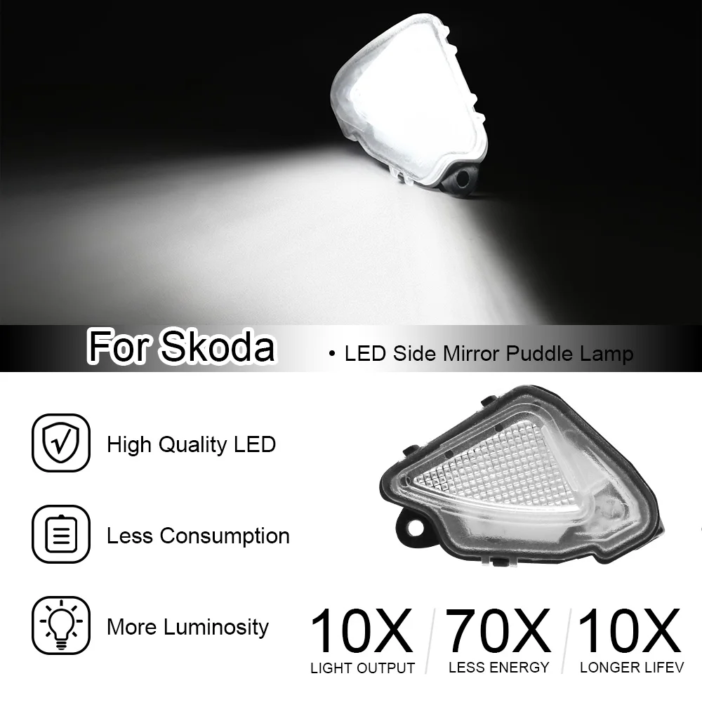 LED Under Side Mirror Puddle Lights For Skoda Kodiaq Karoq 2017- Superb 2015- Octavia III 2017-2020 2PCS Error Free Lamps