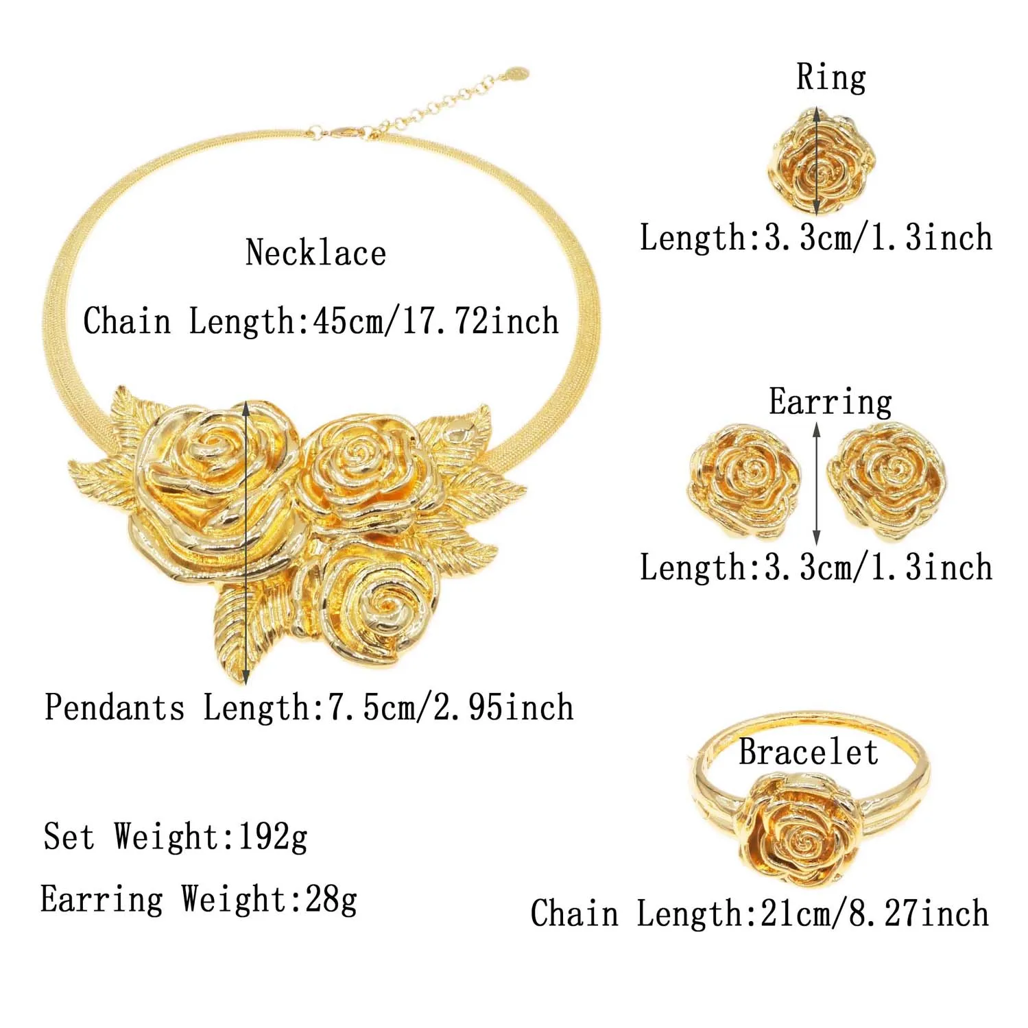 Italian Jewelry Sets For Women Plating Gold Plated Fashion Rosebud Necklace Earrings Luxury Wedding Jewelry Valentine's Day Gift