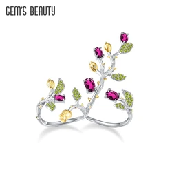 GEM'S BEAUTY Original Forest Design Finger Ring Gemstone 925 Sterling Silver Black Branch Open Ring For Women Elegant Jewelry