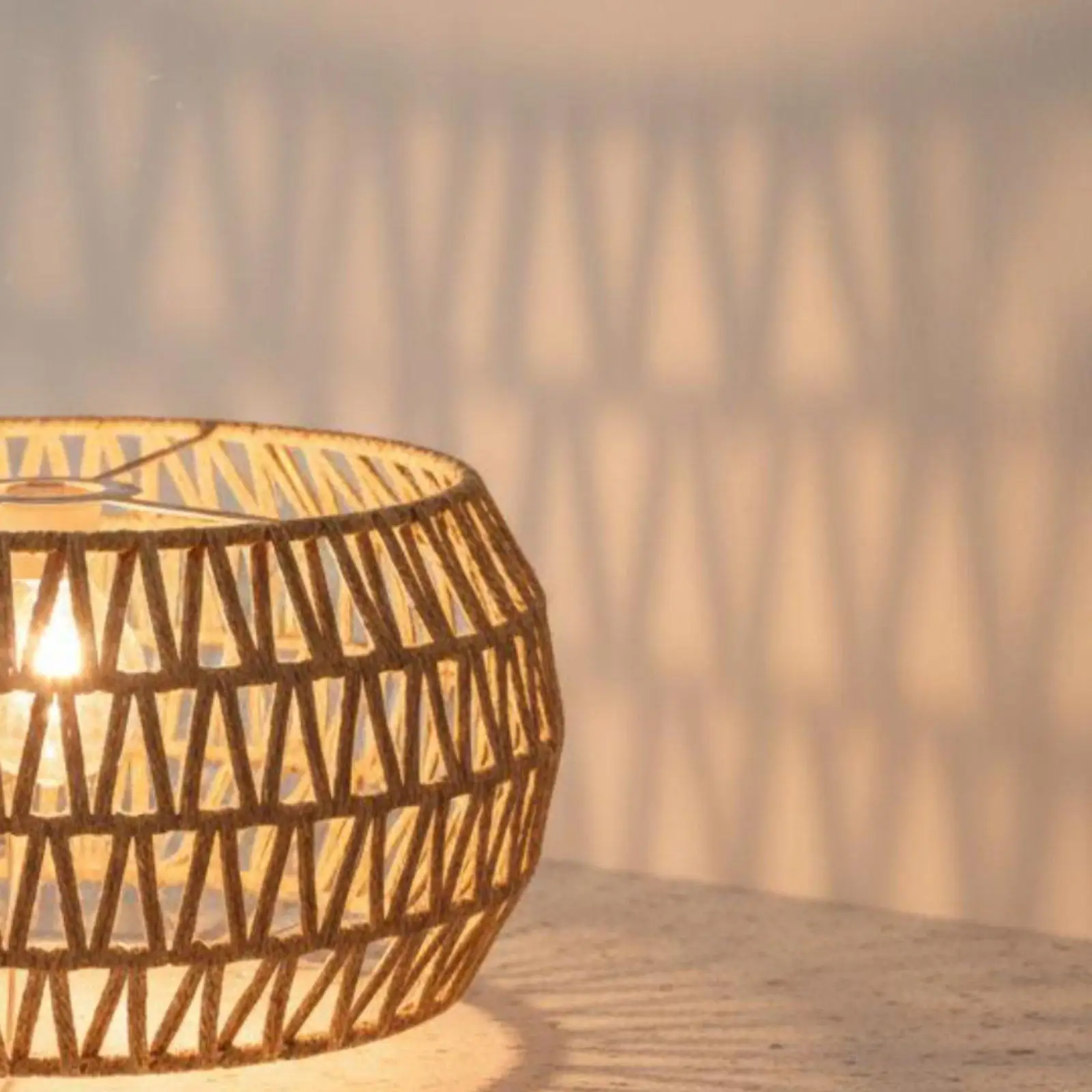 Handwoven Paper Rope Drum Lampshade Double Layer Boho Rattan Pendant Light Shade Restaurant Lamp Cover for Home Bedroom Decor