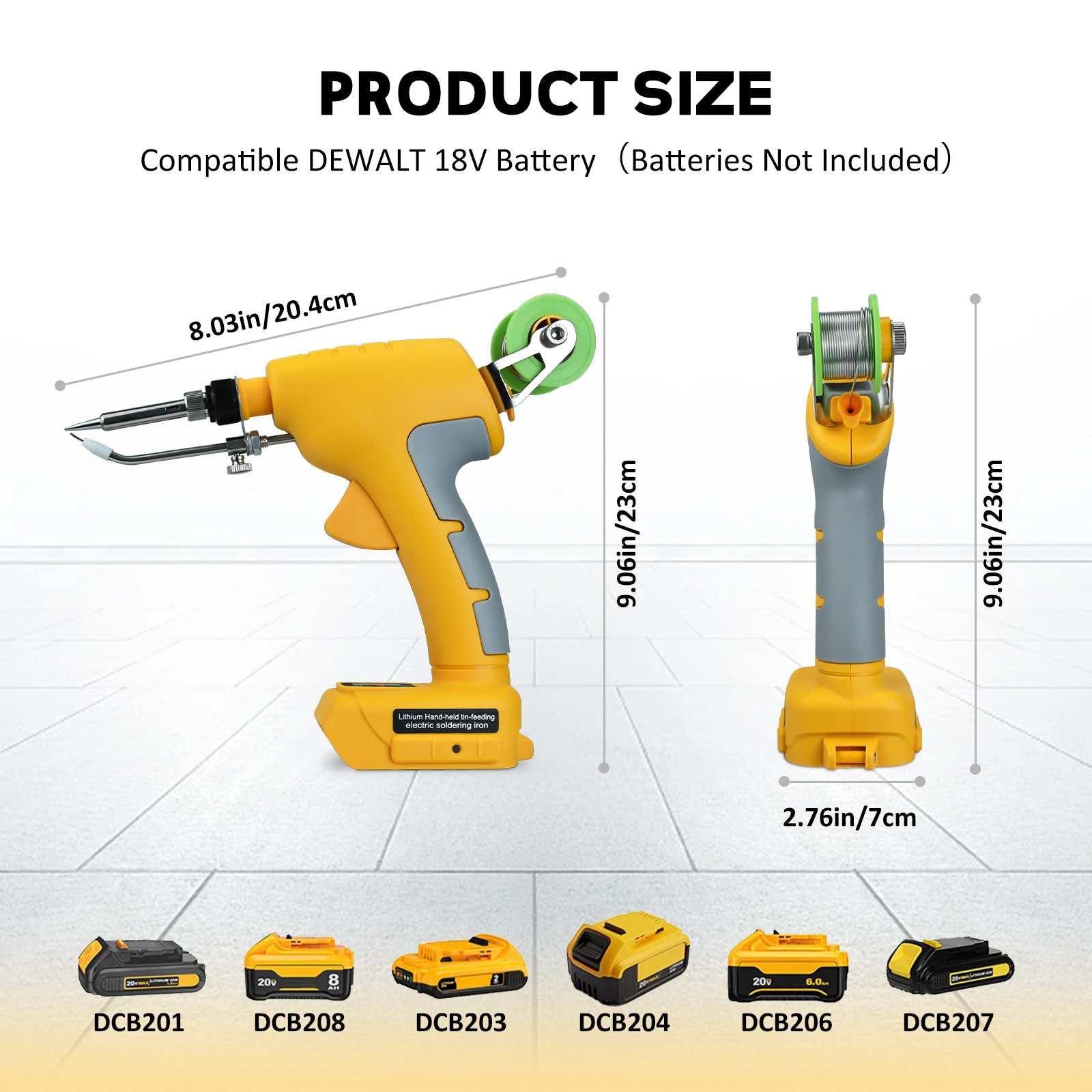 Kit de soldador inalámbrico de 75W para Dewalt, pistola de soldadura Digital LED con batería de 20V, 5 puntas y cable de 50g de soldadura de piezas (sin batería)