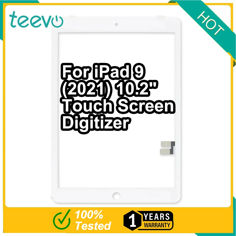 

Teevo для iPad 9(2021) 10,2 "дигитайзер сенсорного экрана с кнопкой возврата и кронштейном для камеры на клейкой основе 9-го поколения A2603 A2604