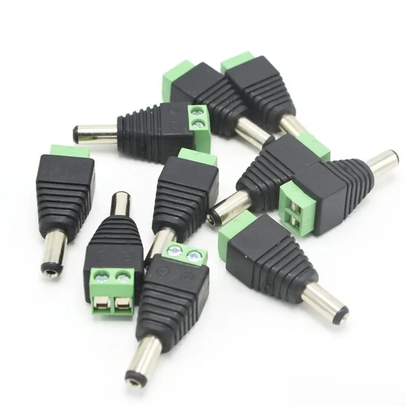 10 sztuk wtyczka DC męskie złącze wtyczka zasilania DC 2.1mm x 5.5mm 5.5*2.1mm typ mocowania śruby wtyczka DC przejściówka Adapter do połączenia taśmy led — zdjęcie 2