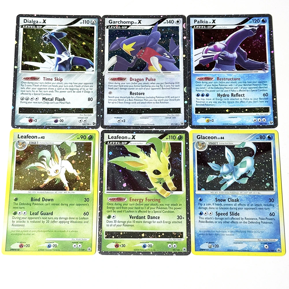 PKM Majestic Dawn and Great Encounters PTCG Foil DIY Anime Game Cards  Dialga/Garchomp/Leafeon/Palkia LV.X Glaceon LV Leafeon LV