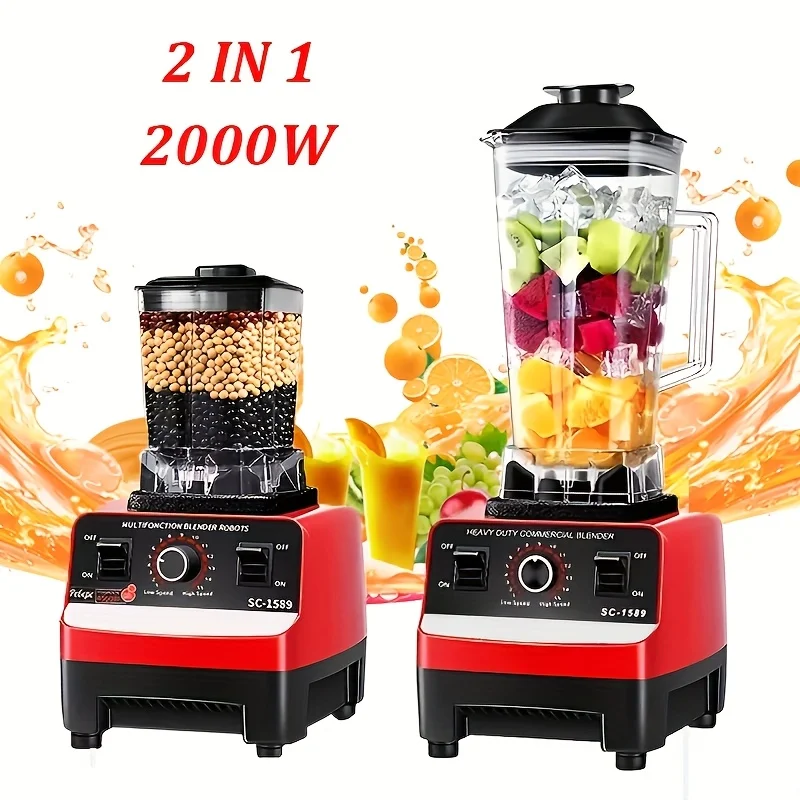 Mixeur Commercial Robuste 2000W, Robot Culinaire Stationnaire, pour Smoothies Glacés, Haute Puissance, Sans BPA, pour Cuisine