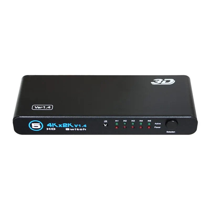 AMS-H5S1 4K*2K HD Switcher 4K 5 In 1 Out Switcher HD 5x1 Adapt PS3 PS4 PC TV Remote Control HD Switcher Box