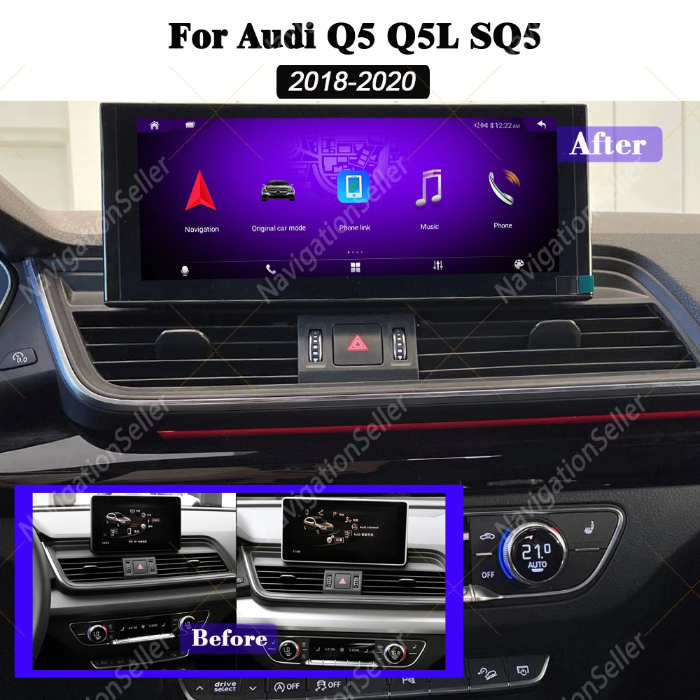 

10.25 Inch Android 15 Wireless Carplay For Audi Q5 SQ5 Q5L 2018 - 2020 Touch Screen Multimedia Stereo Upgrade Autoradio Display