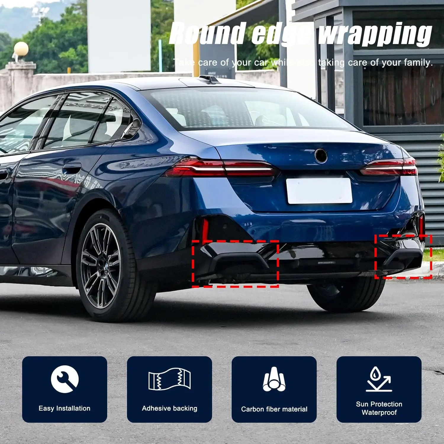Car Rear Lower Bar Bumper Side Lip Trim Strip For BMW 5 Series i5 G60 Sport Version 2024-2025 Carbon Fiber Cover Accessories