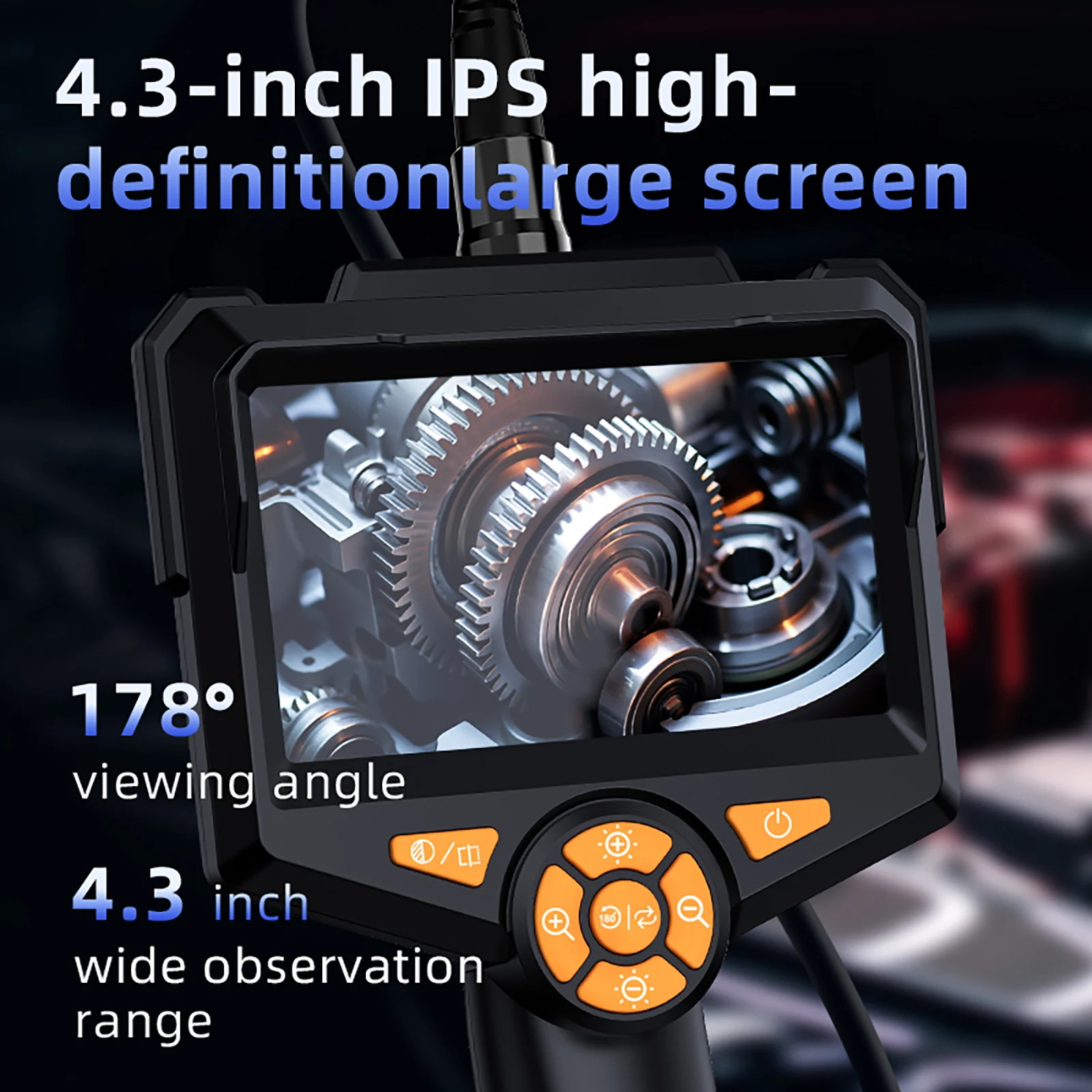 Dual Lens Digital Industrial Borescope 1080P 4.3" IPS Handheld Endoscope Camera with IP67 Waterproof Snake Sewer For Car