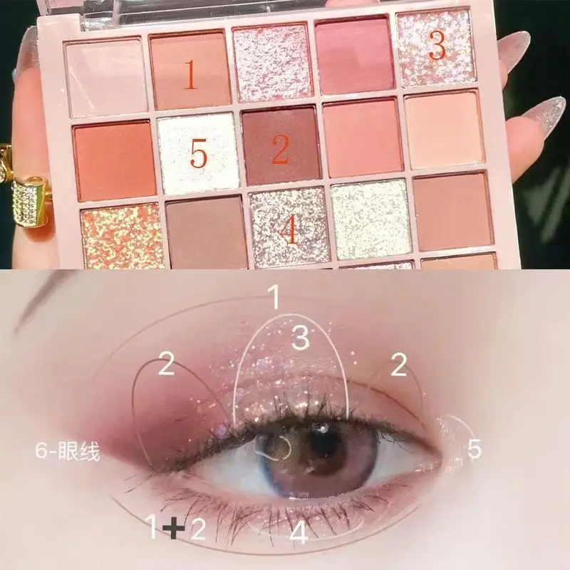 Paleta cieni do powiek 25 kolorów z wysokim połyskiem w odcieniach różowego brązu, matowe brokaty, do makijażu codziennego, suchy różowy cień do powiek