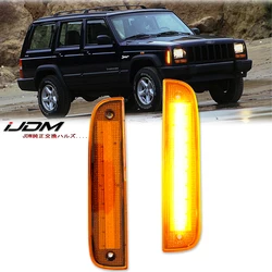 2pcs Front Side Marker Lights Smoked Lens Amber Left & Right Turn Signal Lamp For Jeep Cherokee 1997 1998 1999 2000 2001 12V T10