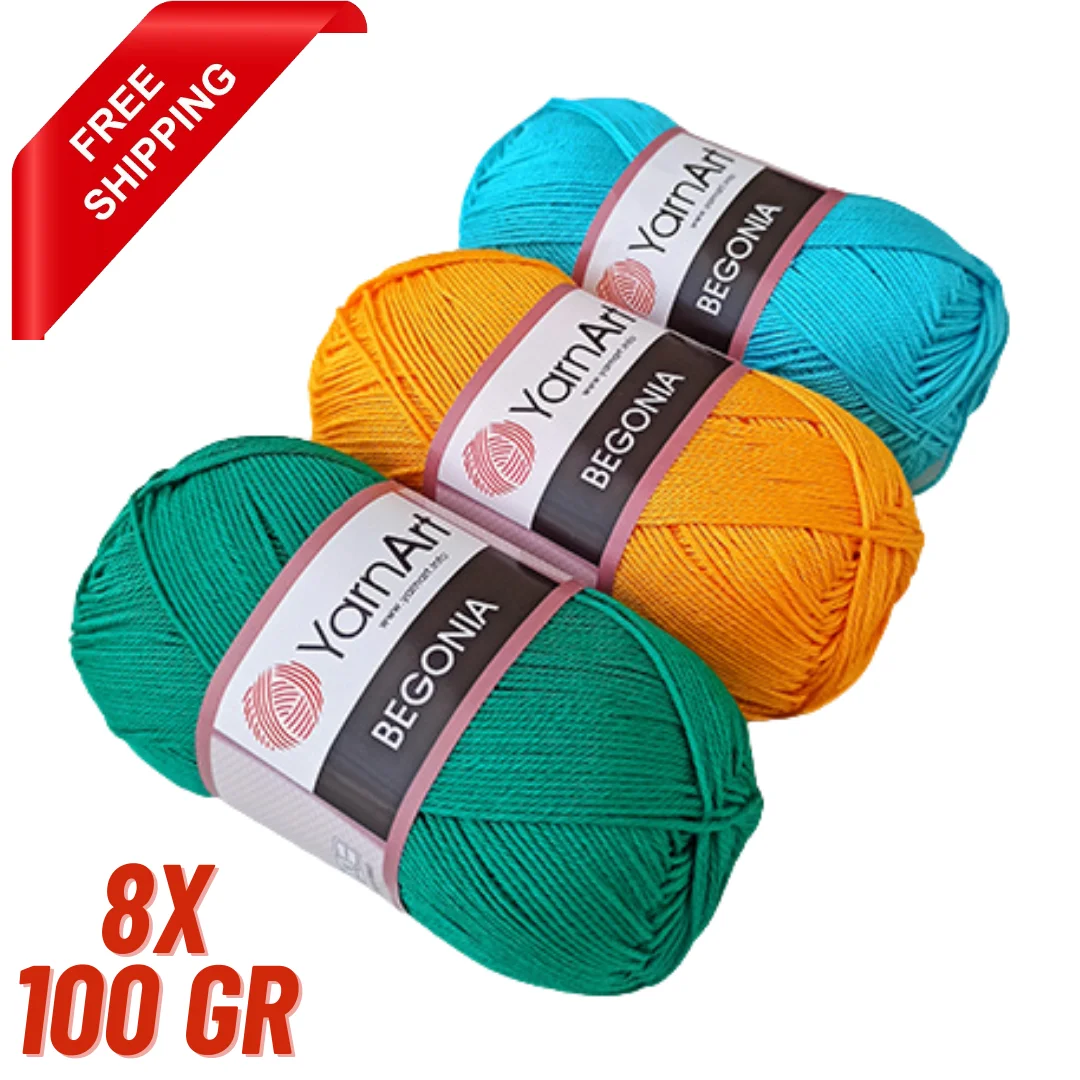 

Yarnart Begonia Mercerized Cotton Yarn Hand Knitting Crochet Thread 8 PCS*50 g (400g) DIY Accessories Home Textiles Ornaments