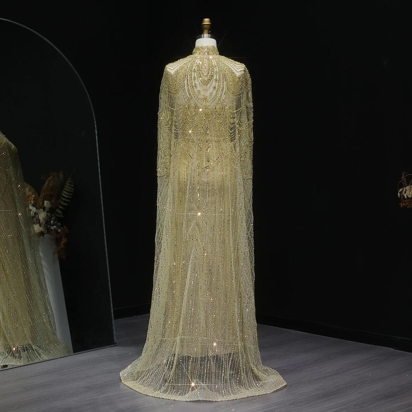 Sharon Said Luxuriöses Perlenbesetztes Dubai Nude Abendkleid für Arabische Frauen Hochzeit Eleganter Kaftan Formelle Partykleider SS780 Maßanfertigung – Detail 33