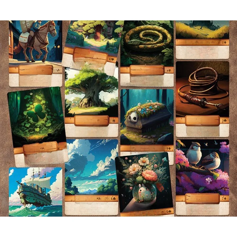 10,4 * 7,3 cm Le Claire Lenormand Un jeu unique de 36 cartes qui présente des charmants personnages de dessins animés de style Ghibli