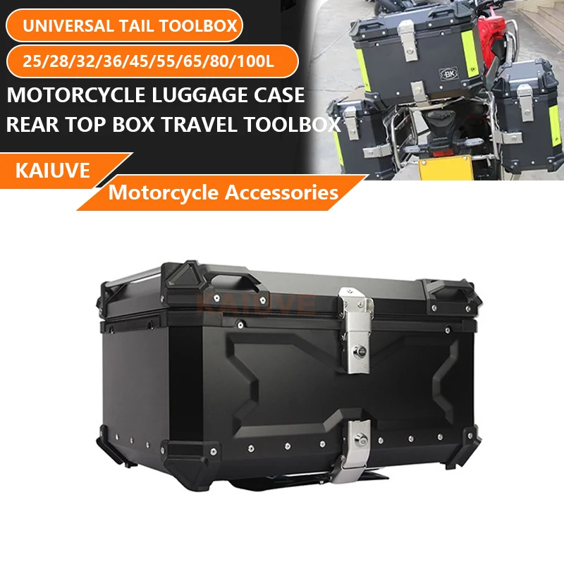 

45L CNC aluminum alloy moto top box universal helmet box rear luggage helmet box luggage waterproof key lock tail toolbox