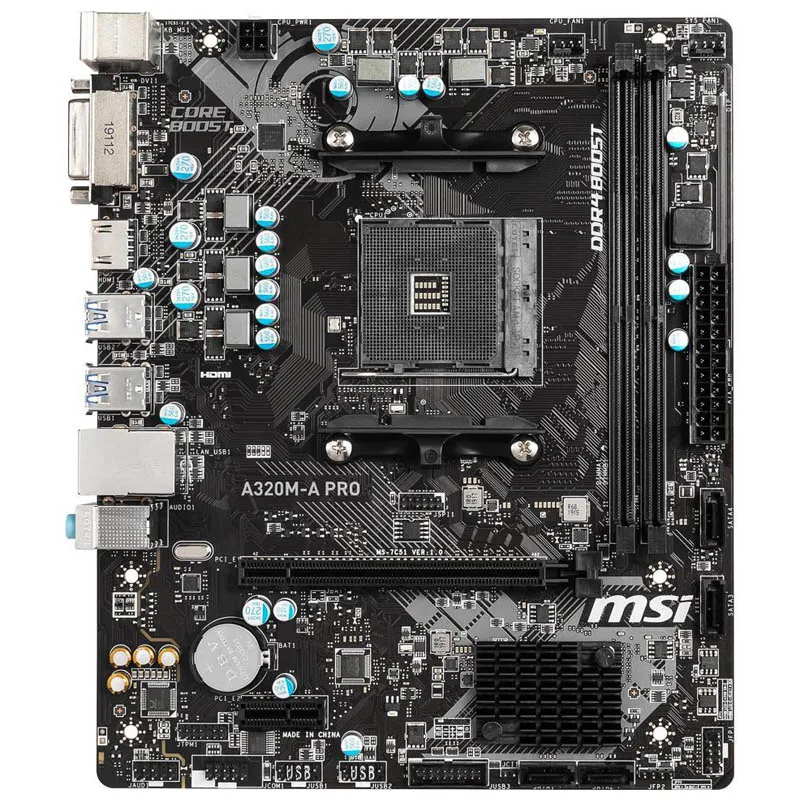 MSI A320M-A PRO Socket AM4 with Core Boost, DDR4 Boost Supports DDR4 Memory, up to 3200 (OC) MHz