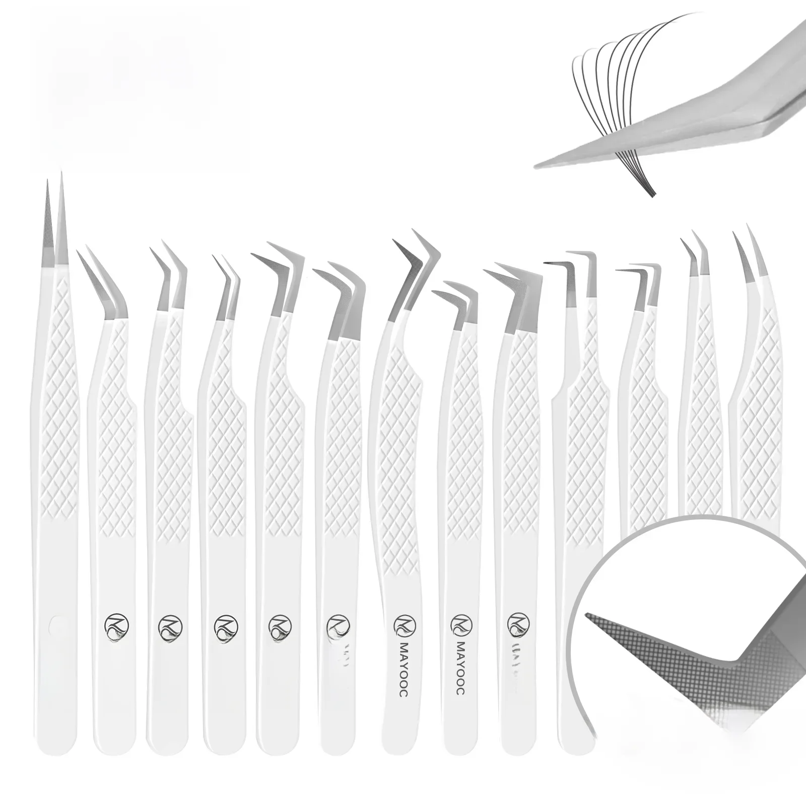 Pincettes pour Extensions de cils, avec pointes en fibres, pour artistes de cils, haute précision, antistatiques, super dures, outils de maquillage, Logo personnalisé