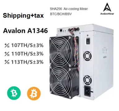 Avalon Bitcoin Miner, A1346, 113TH/s, 110T, 107T, 3300W, Mineiro BTC Asic, A1246, A1166 Pro, Novo