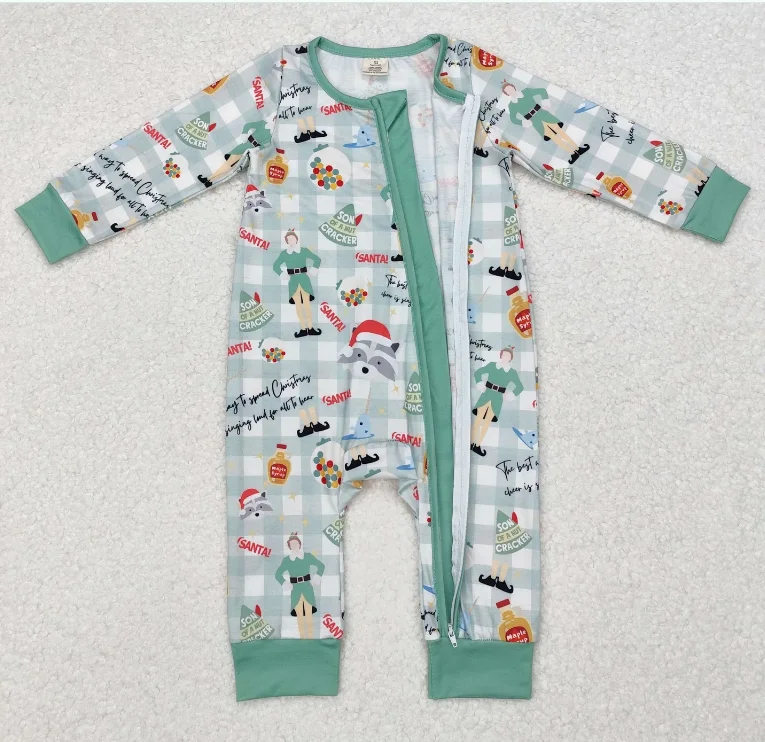 رف عيد الميلاد الأخضر منقوشة طباعة السروال القصير عيد الميلاد الخيزران زيبر حللا الملابس #2