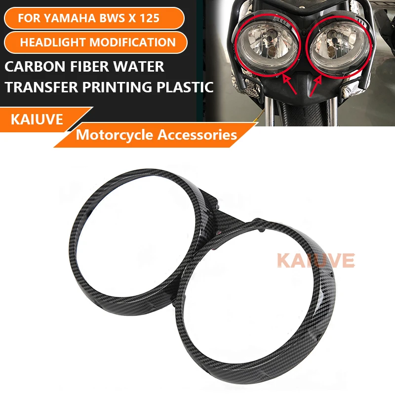 For Yamaha BWS X 125 motorcycle front headlight modification carbon fiber water transfer printing plastic shell accessories