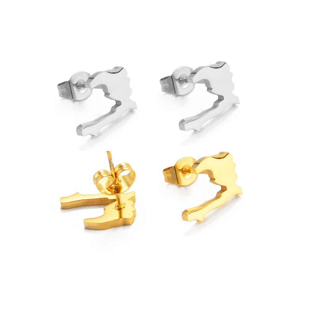 Anniyo 1.2CM Stainless Steel Haiti Map Stud Earrings African Haitian Jewelry Repiblik Ayiti @314821