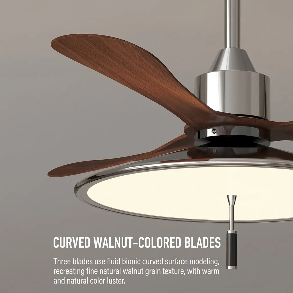 Vintage Ceiling Fan with Light Mid-Century Bauhaus Wooden Ceiling Light Eye Care Dimmable Chandelier for Dining Room Bedroom