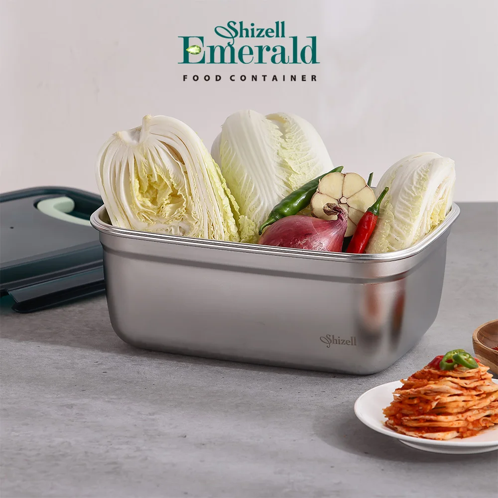 Shizell Emerald Jumbo Food Container 7.5L - Side Dish Container, Kimchi Container, Lunchbox, Refrigerator Storage, Food Storage, Airtight Container