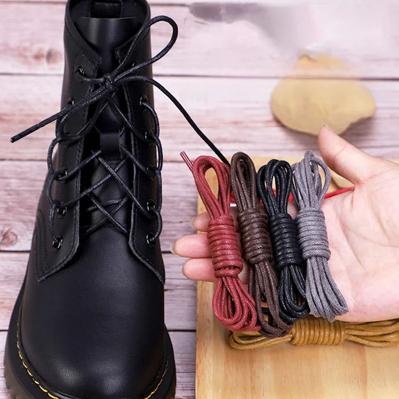 Lacets en coton ciré lacets ronds Oxford lacets bottes lacets en cuir imperméable longueur 60/80/100/120/140/180 CM 1 paire