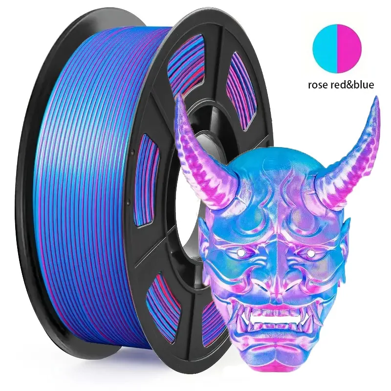 

Silk PLA Filament 1.75mm, 3D Printer Filament Dual Color Coextrusion Filament Silk rose red blue Color Change PLA,250g