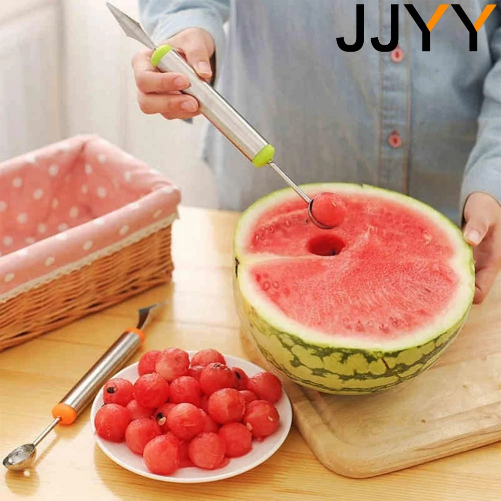 JJYY Watermelon Ice Cream Dig Ball Scoop Spoon Watermelon Melon Fruit Carving Knife Cutter Gadgets Diy Assorted Cold Dishes Tool