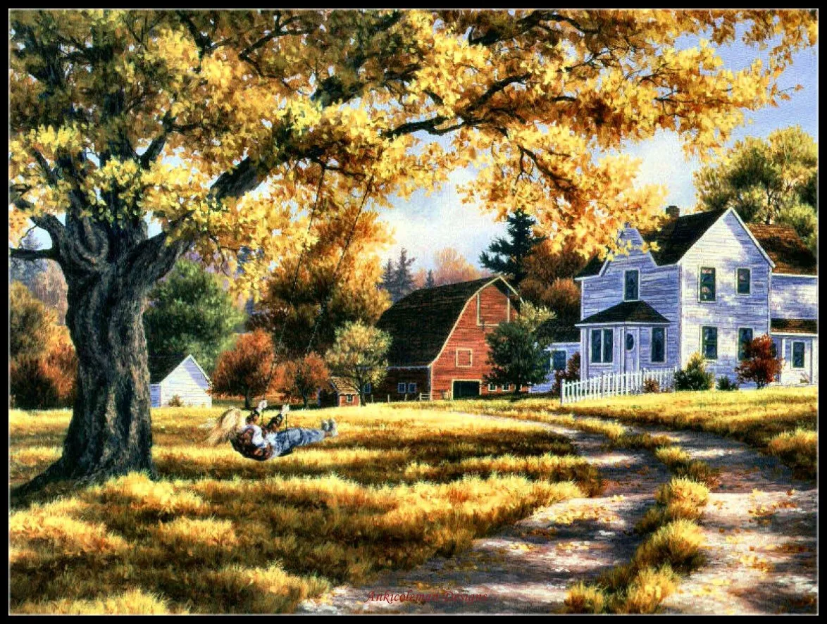 Quiet Autumn Days - Counted Cross Stitch Kits - DIY Handmade Needlework Embroidery 14 CT Aida Sets DMC Color