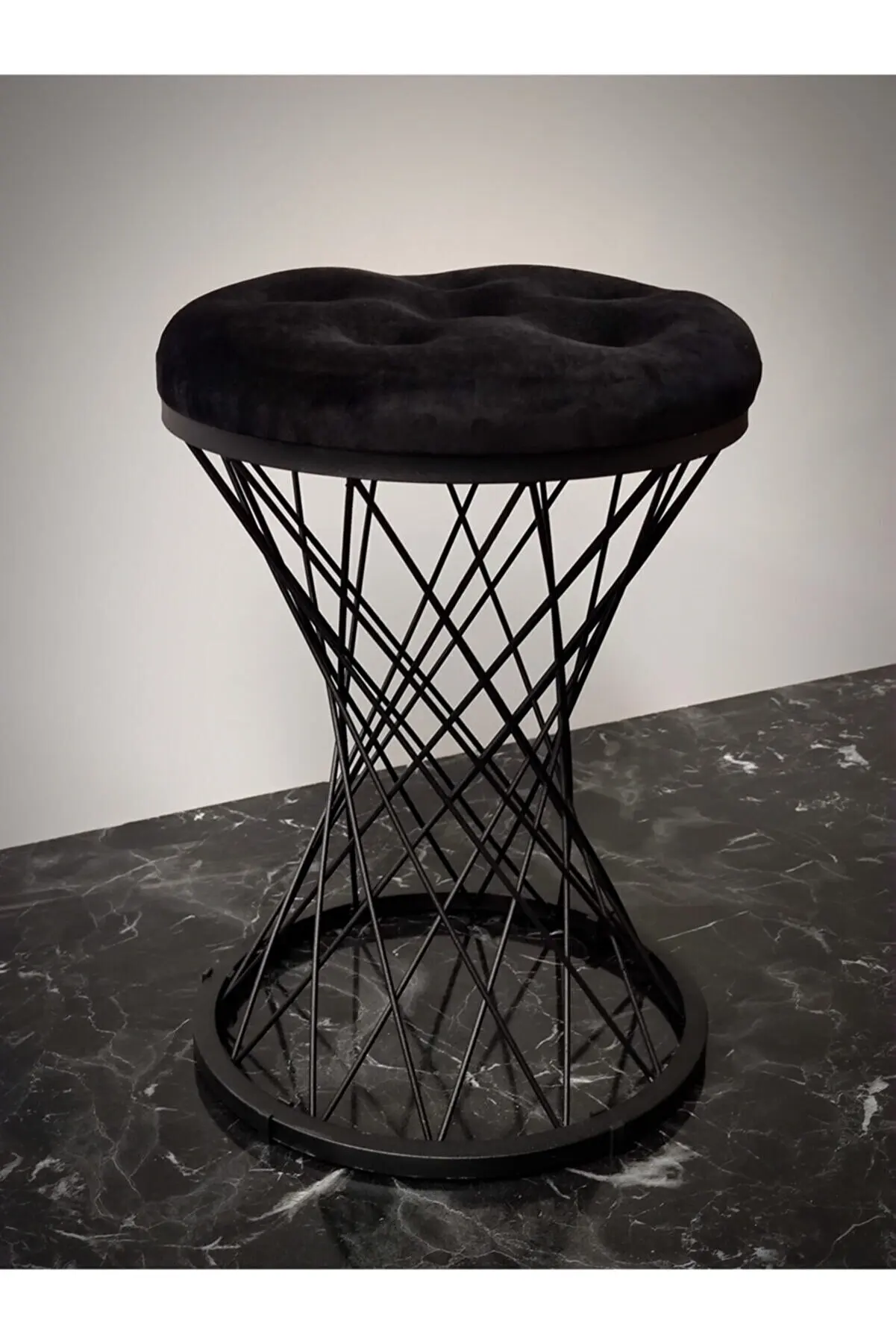 Metal Pouf Chair Stool Basketball Hoop Design Black Smoked White Nordic Style Round Bedroom Modern