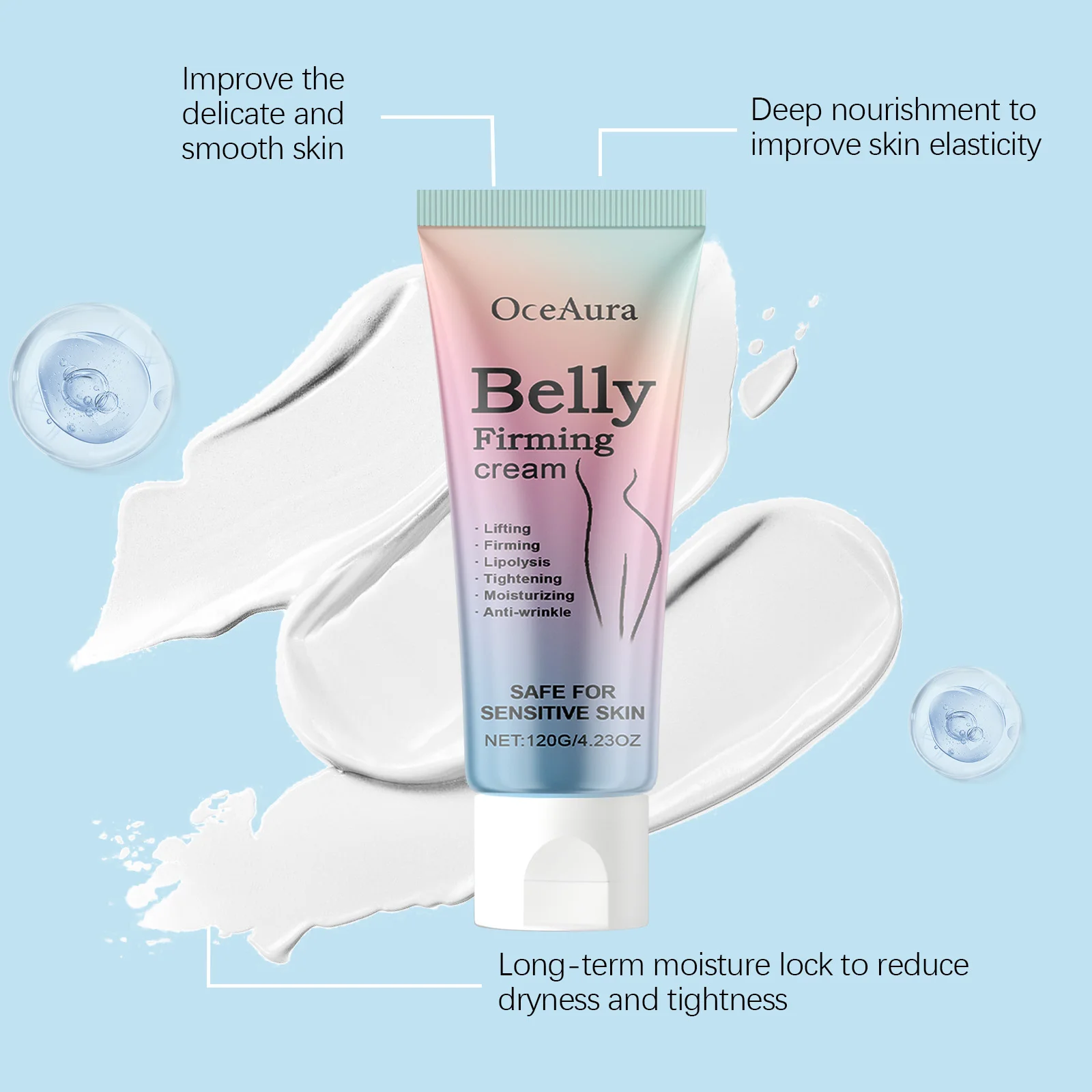 Oceaura 120 جرام كريم شد البطن حرق الدهون تحسين ترهل الجلد تشديد البطن التخسيس فقدان الوزن كريم تشكيل البطن #3