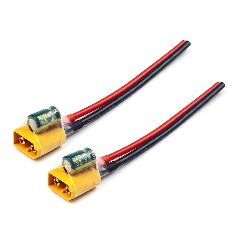 2 szt. 6S XT30 XT60 męski kabel zasilający z 35V 220μF 1000μF kondensator złącze filtra drut do nadajnika FPV kontroler lotu (XT60 35V 1000uF) — Zdjęcie 2 z 2