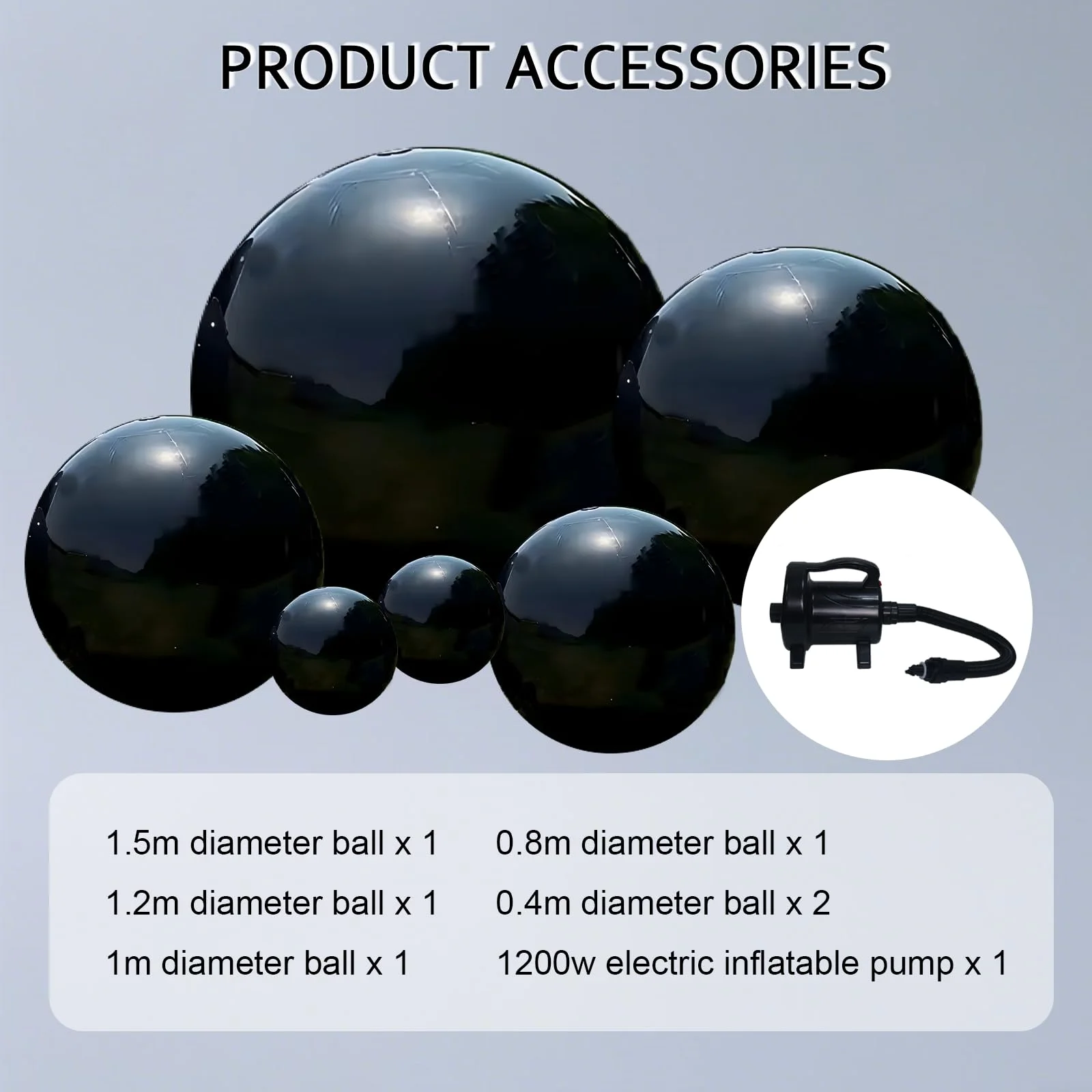 Große glänzende PVC-Spiegelkugeln, aufblasbare Werbespiegel-Luftballons zum Aufhängen, große schwarze reflektierende Spiegelkugel für Party-Dekoration