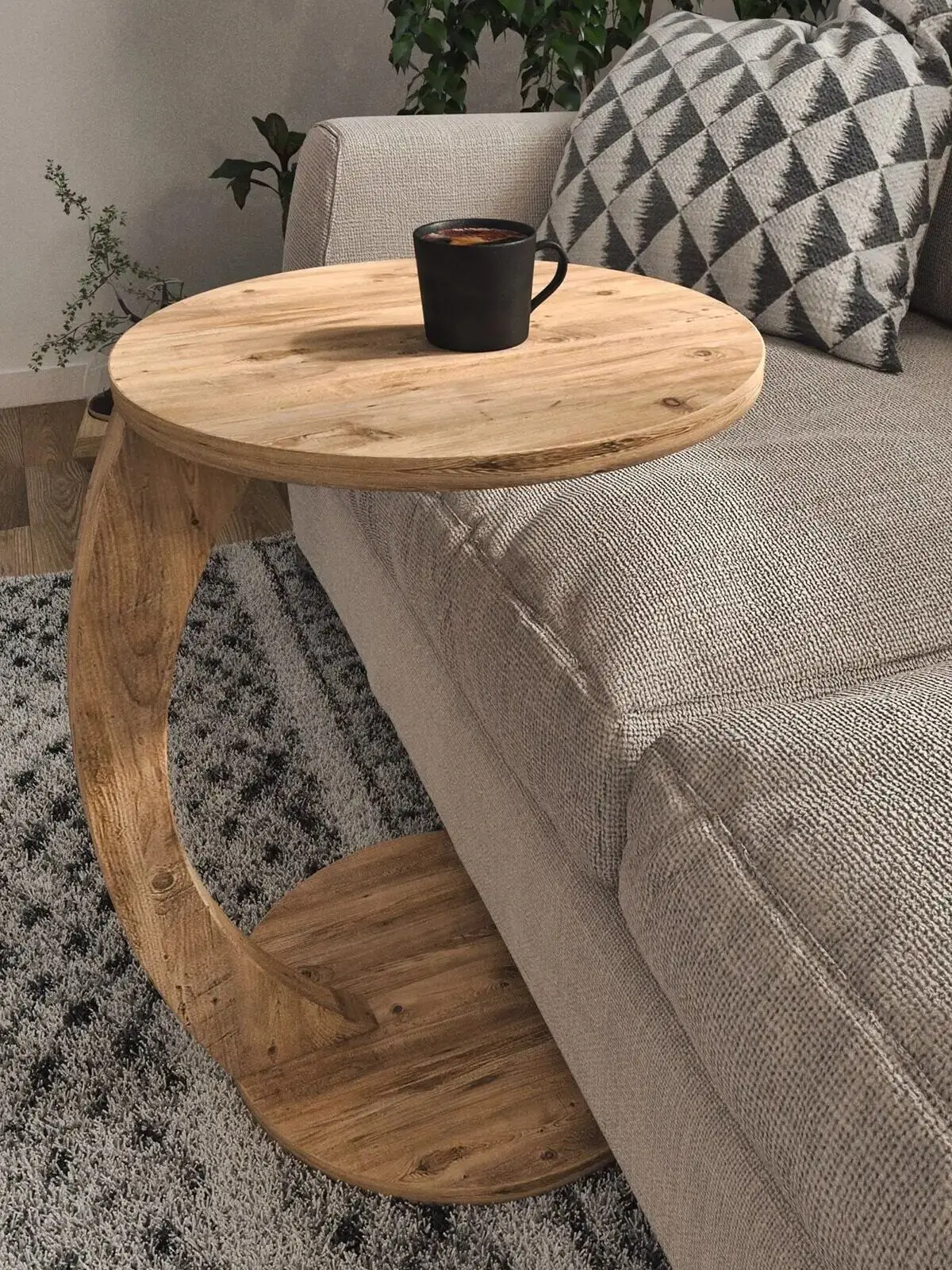 Wheeled C Coffee Table Sofa Furniture Living Room Tea Coffee Serving Table Side Table Atlantic Pine