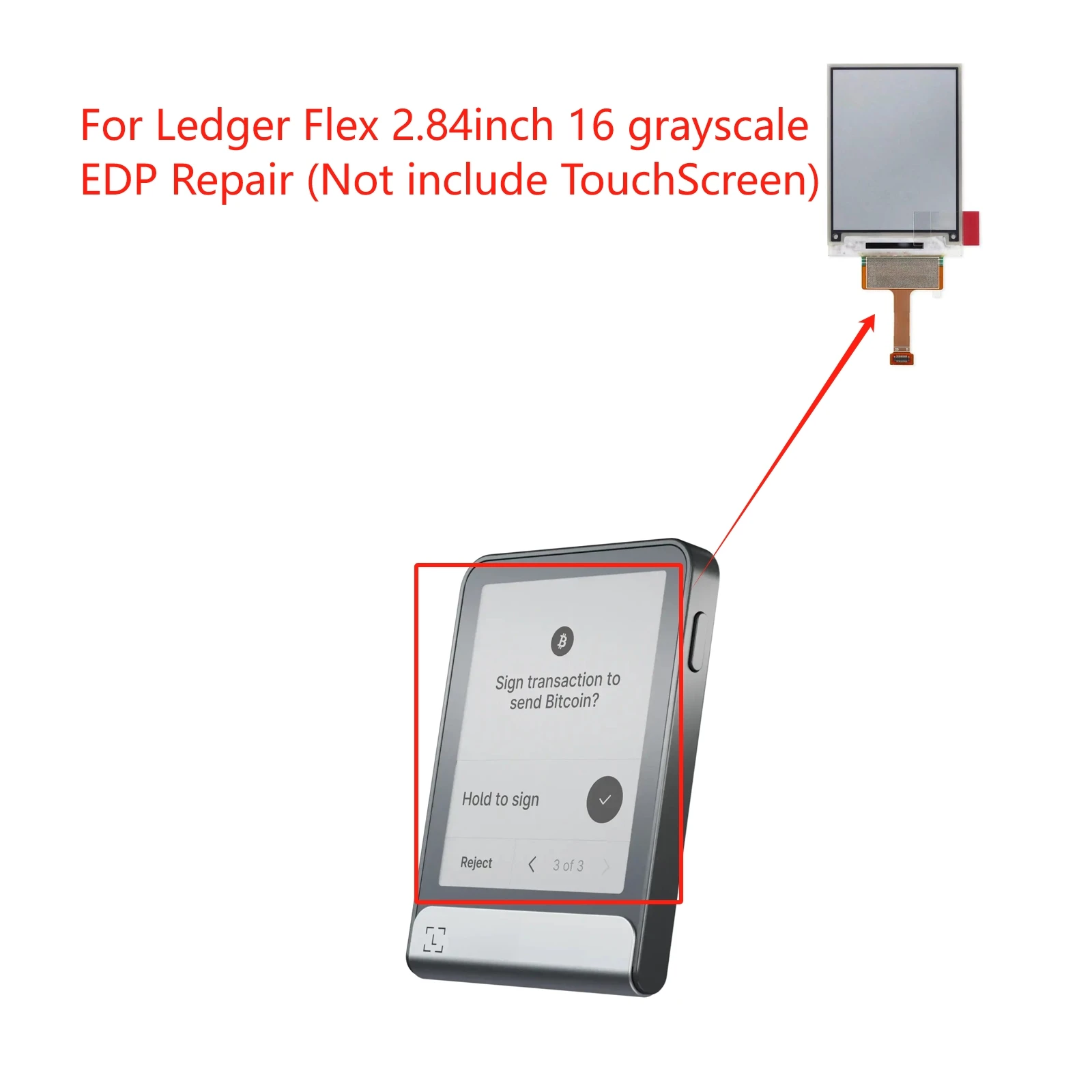 New 2.84 inch 16greyscale E-paper Display for Ledger Flex Repair Parts