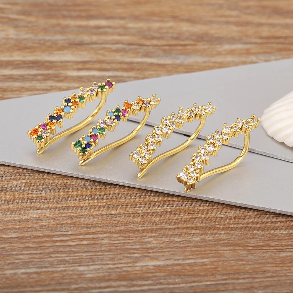 Nidin New Trendy Pave Colorful/White Zircon Charm Drop Earrings For Women Girl Birthday Party Ear Jewelry Accessories Chic Gifts