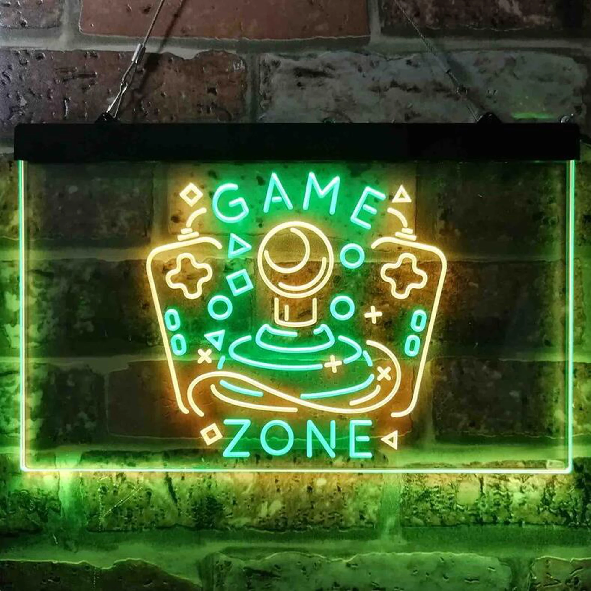 Custom Dual Color Neon Sign Game Zone Joystick Game Room Dual Color LED Neon Light Game Room Indoor Wall Decor Hanging Light