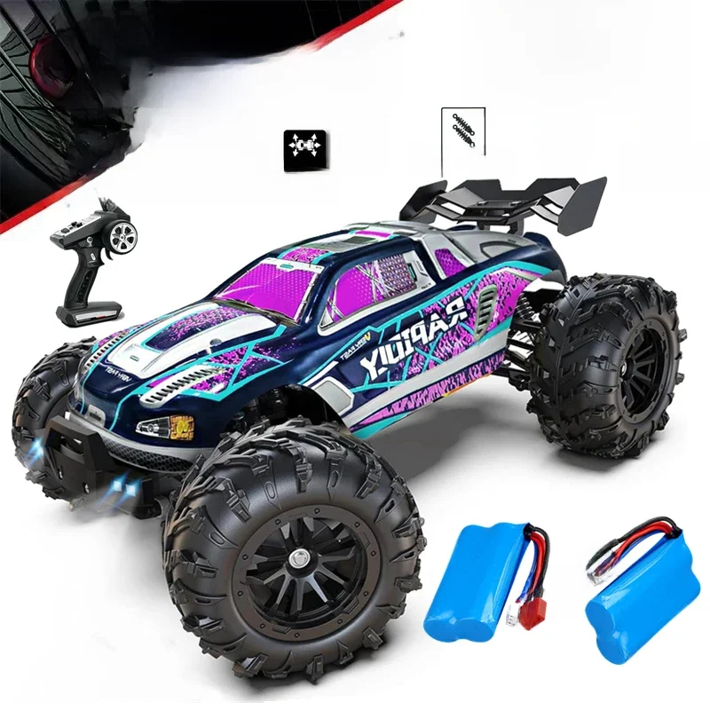 Voiture à dérive RC sans balais 1:16, 80 km/h, avec lumières LED, 4WD, course électrique à grande vitesse, camion monstre télécommandé pour enfants et adultes