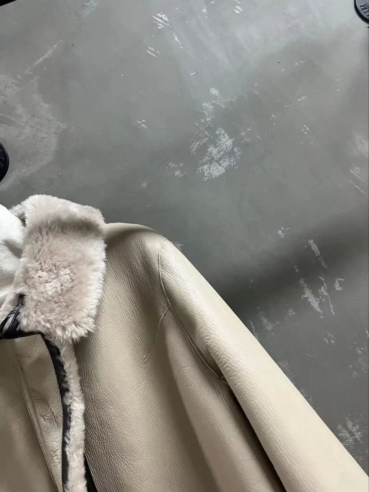 Herfst-winter casual damesjas van echt schapenvacht