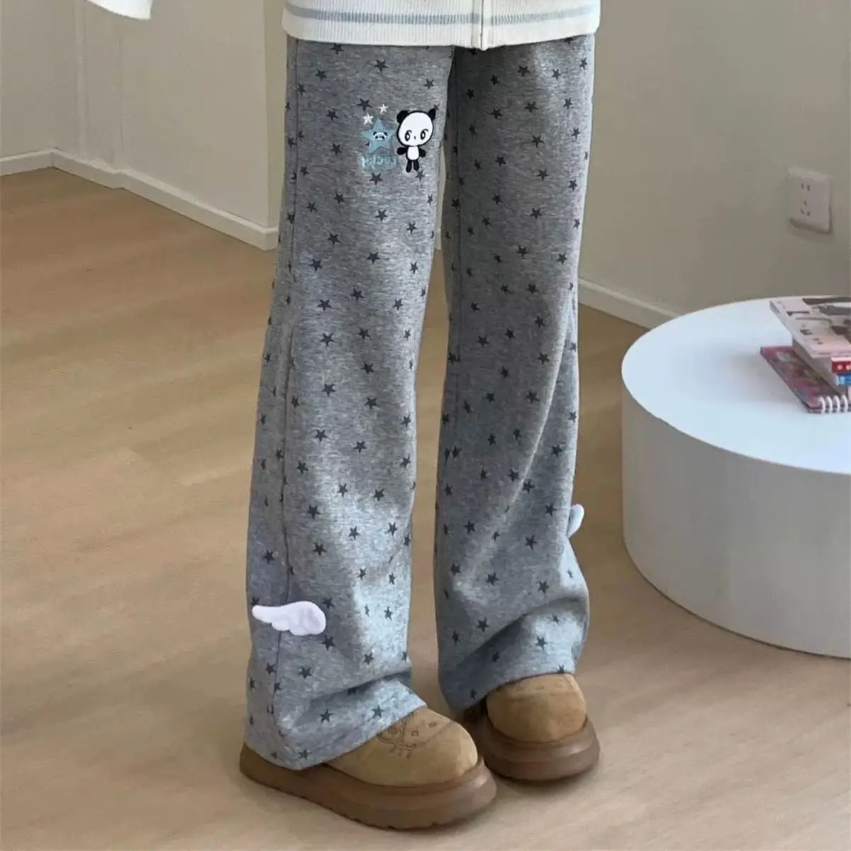 Vintage Y2K Streetwear Japanese Harajuku 2000s Korean Fashion Pants High Street Women Panda Long Trousers Flare Pants Girls